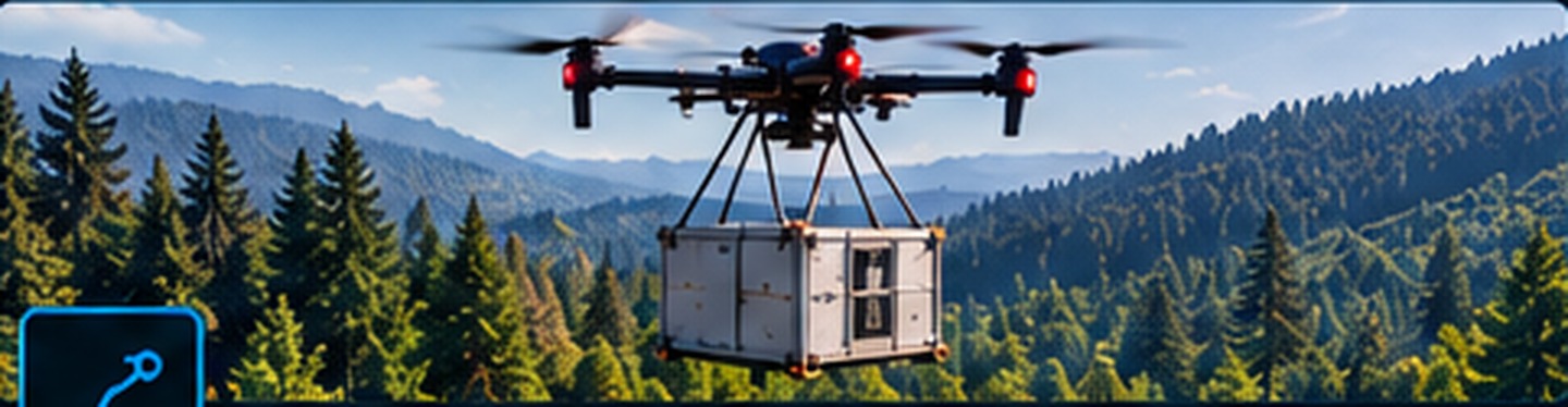 Lastendrohne mit kompakter Transportbox im Einsatz